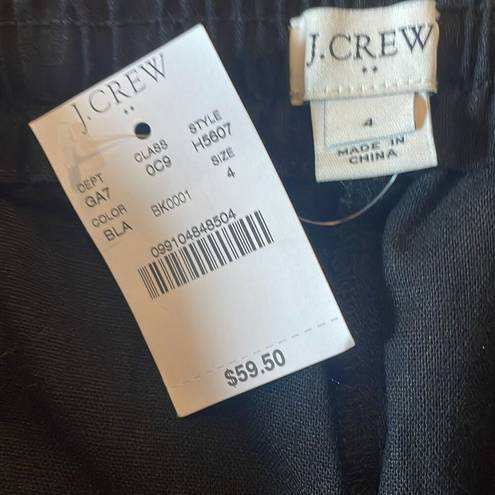 J.Crew  NWT black linen drawstring cropped pant 4