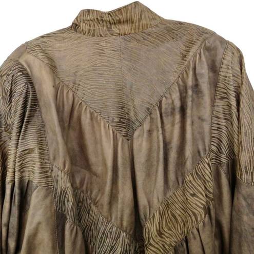 Vera Pelle  Italian Leather Dolman Jacket Brown Textured Casual Jacket Medium