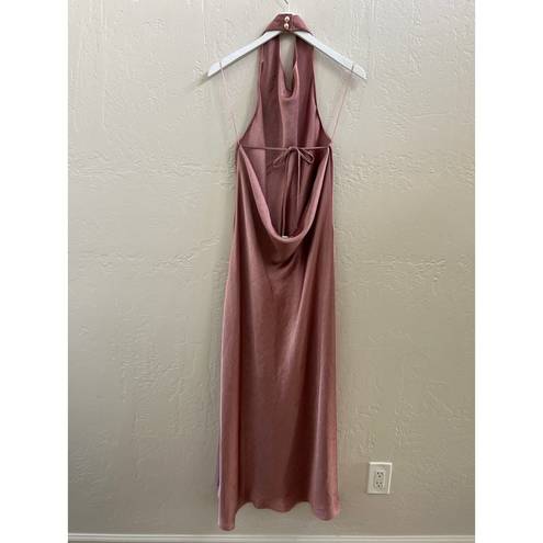 Vince NEW $495  Open back Satin Halterneck Maxi Dress in Baby Pink