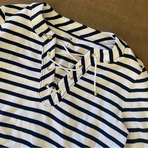 Kate Spade  nautical striped lace up long sleeve shirt