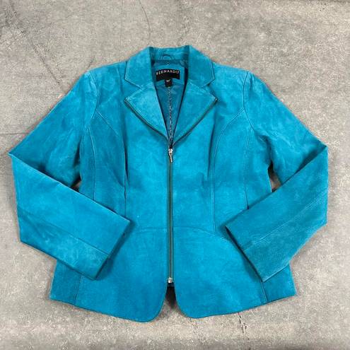 Bernardo  Blue Genuine Leather Suede Jacket