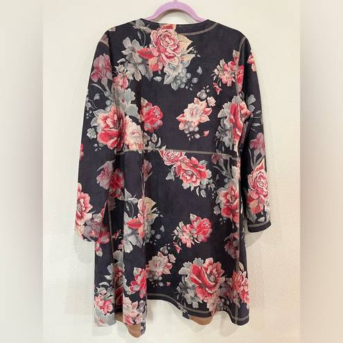 Solitaire Brown Floral Open Cardigan NWOT