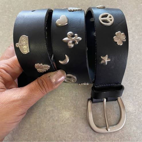 Gap  Black Leather Silver Charmed Coastal Cowgirl Western Granola Boho Belt