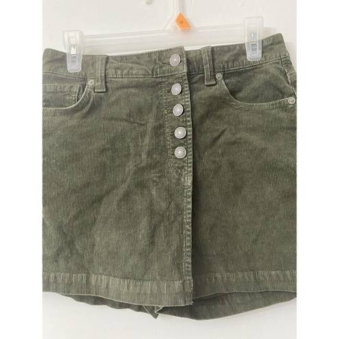 American Eagle  Womens Corduroy Mom Mini Skort Green Boho High Rise NEW 27