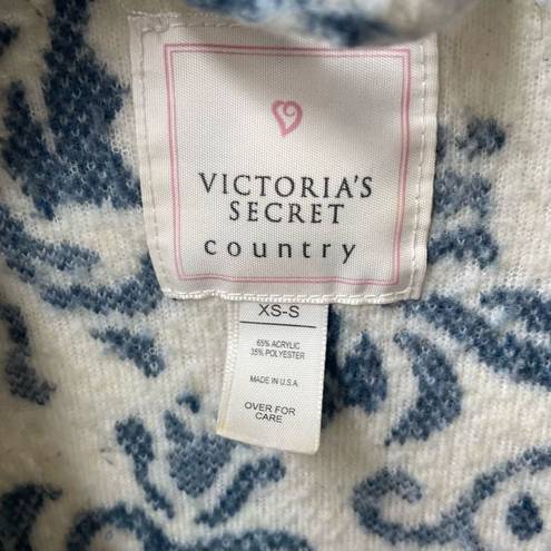 Victoria's Secret Vintage 90s  Country Delft Floral Scroll Fleece Robe XS S