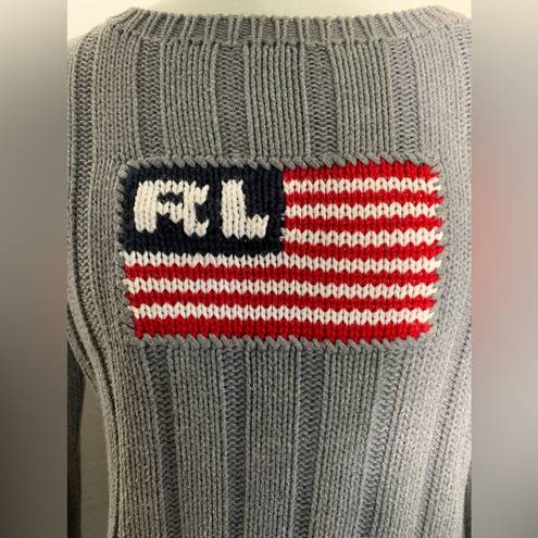 Polo jeans Co. Ralph Lauren vintage gray American flag cable knit sweater L