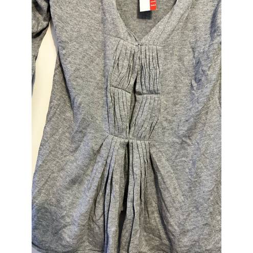 Elle  gray gathered front cardigan sweater NEW XS