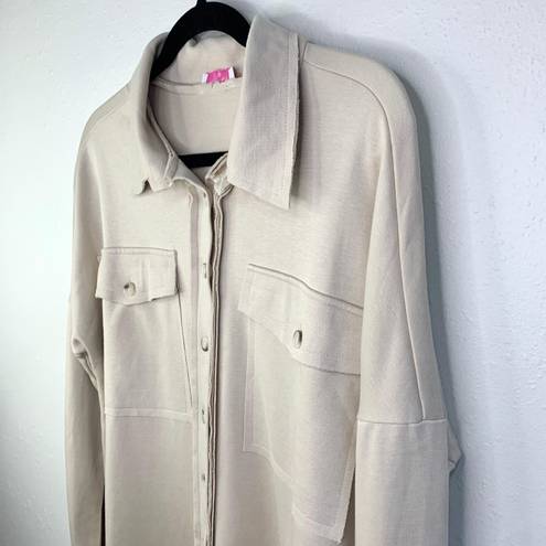 Pink Lily Treat Me Better Beige Button Down Jacket