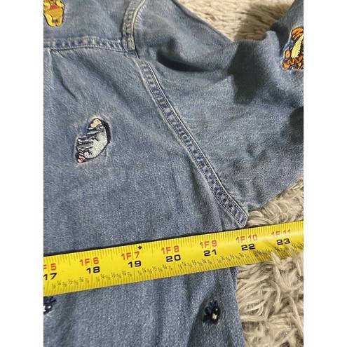 Disney The  Store Womens Denim Button Up Shirt Winnie the Pooh Piglet Blue XL