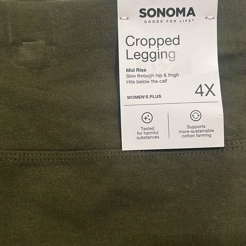 Sonoma Women’s 4X Cropped Legging Stretch blend Army Green Lightweight Easy Casual