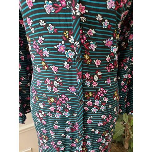 Krass&co Dreams & . Women's Green Floral Rayon V-Neck Long Sleeve Knee Length Dress 3X