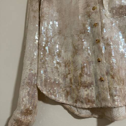 Pilcro  Anthropologie Sequin NYE blouse sparkle button up