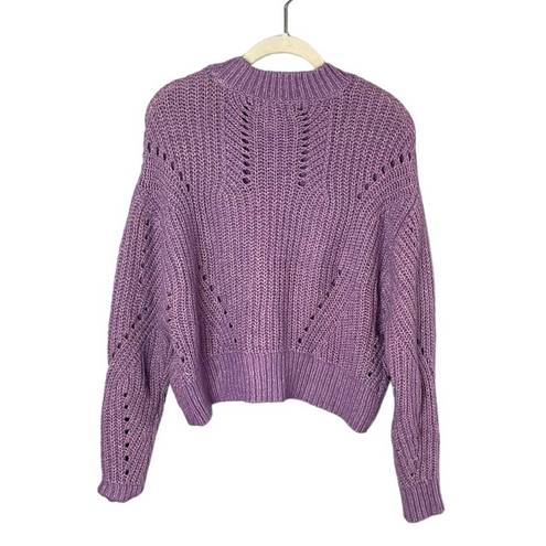 Elizabeth and James  Women’s Open Stitch Cropped Sweater Size XS in Giada Purple