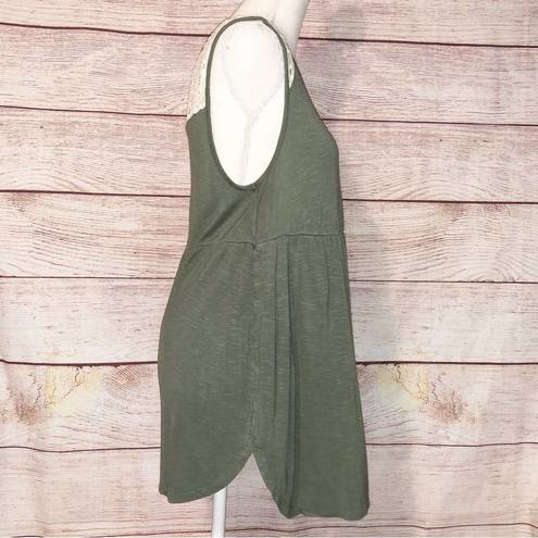 Liz Lange  Olive Green Crochet Neck Tunic Tank Size XL