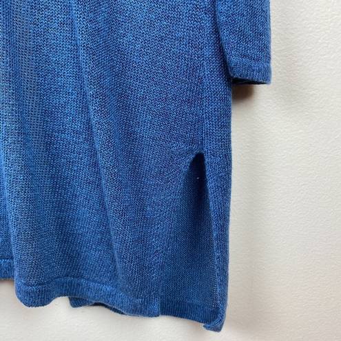 J.Jill  Cardigan Sweater LP Blue Linen Blend Open Front Longline‎ Petite