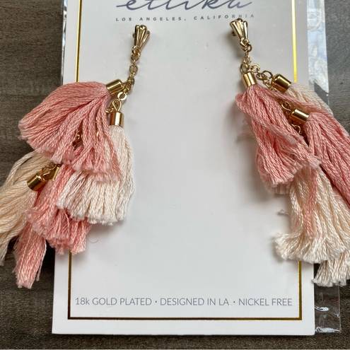 Ettika  Pink Daydreamer Tassel 18k Gold Plated Earrings