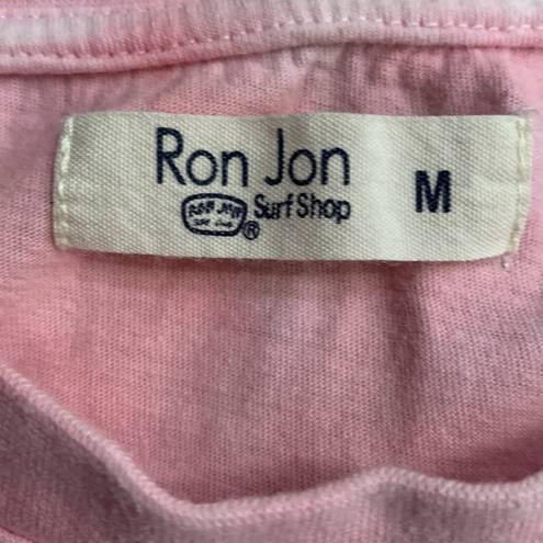 Ron Jon Surf Shop Tie Dye Pink Front Knot Crop Top Tee Size Medium