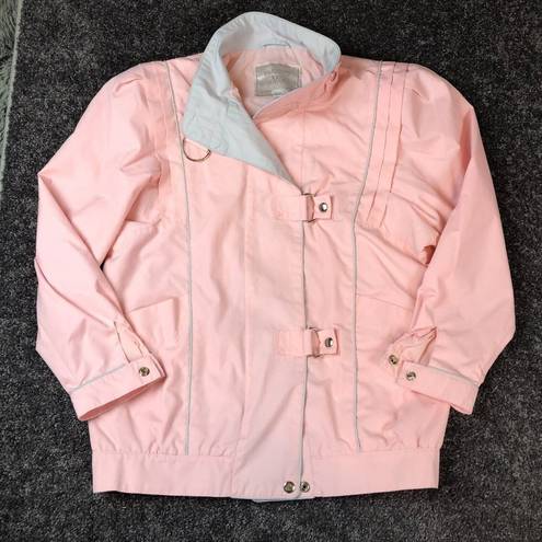 Mulberry Vintage 1980s  STREET Small Bomber Jacket Pink Shoulder Pads Windbreaker