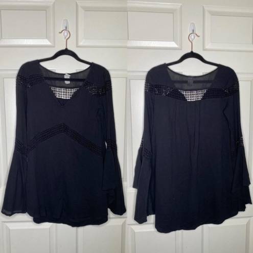 l*space L* Bloomfield Swim Cover Up Tunic Dress in Black Size Small