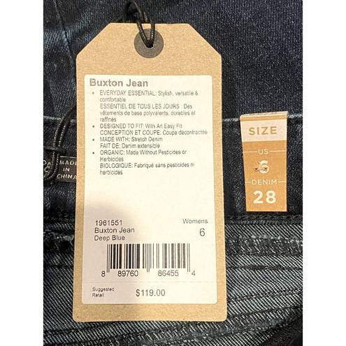 prAna NWT  Buxton Mid-Rise Button Fly Slim Boyfriend Stretch Jean 6 Blue #2694