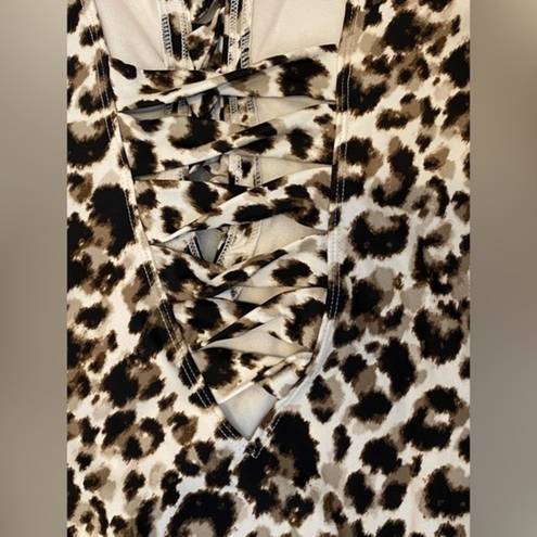 Bleu Rod Beattie  Swimsuit Womens 6 One Piece Leopard Print Coastal Beachy