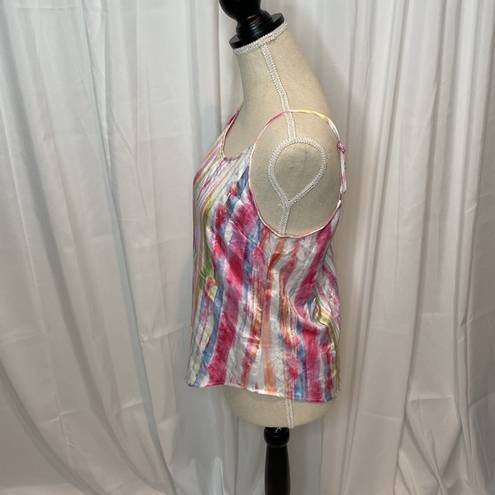 Neiman Marcus 42 VINTAGE  Watercolor Striped Silky Spaghetti strap Tank Small