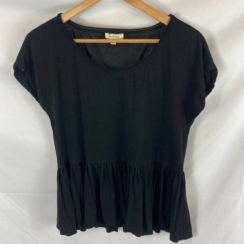 Max Studio  Short Sleeve Peplum Top Black Size small