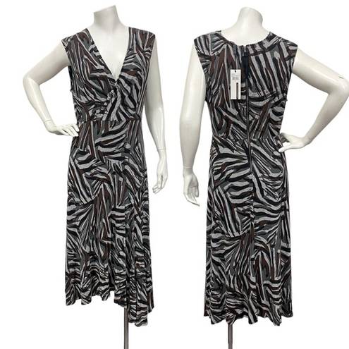 Tracy Reese  Anthropologie animal print midi dress sleeveless asymmetrical hem M