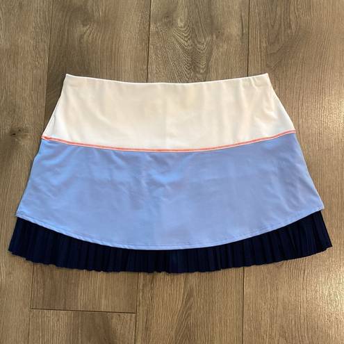 Lucky in Love  13” Tier Pleated Blue And White Tennis Skirt Size Large