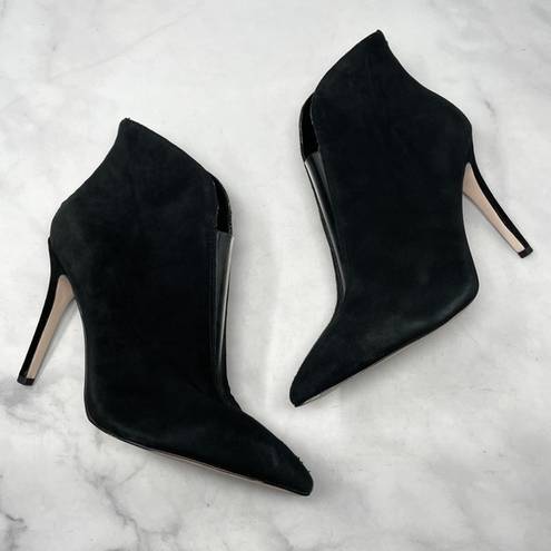 Jessica Simpson NEW  Piercie Suede Clear V Notch Pointed Ankle Boots Black 10