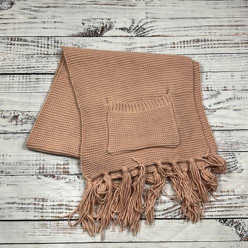 Pilcro  Anthropologie knit fringe scarf pockets blush pink