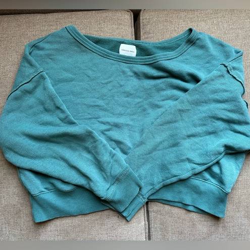 American Eagle  Green Cropped Sweatshirt