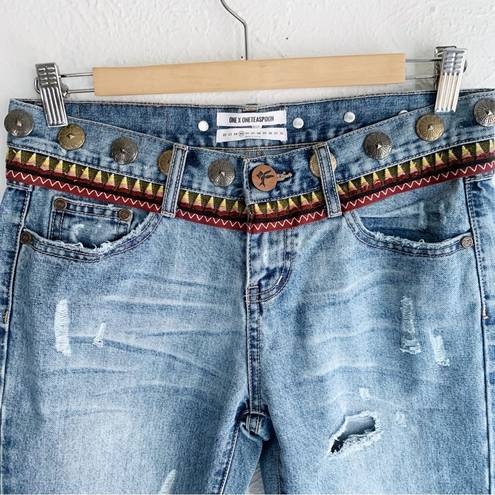 One Teaspoon Awesome Baggies Aztec Santa Cruz Low Waist Studded Sz 25