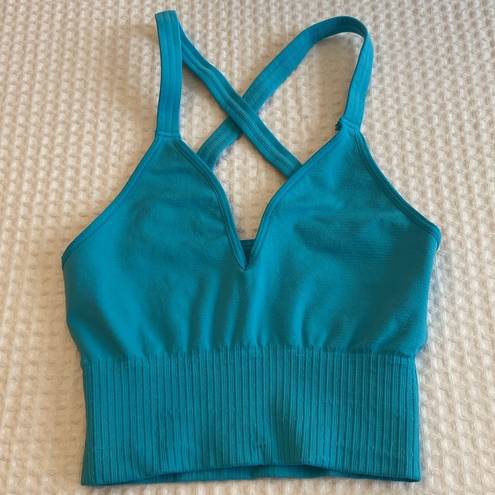 Free People NEW!  Movement GOOD KARMA Crop Top Bra Size XS/S Turquoise Blue