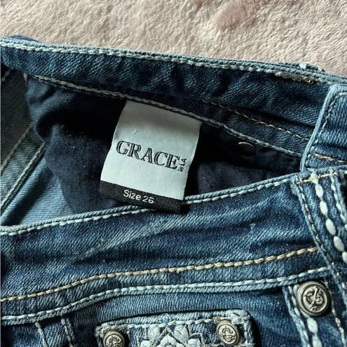 GRACE IN LA  Skinny Jeans Womens Denim Dark Wash Low Size 26