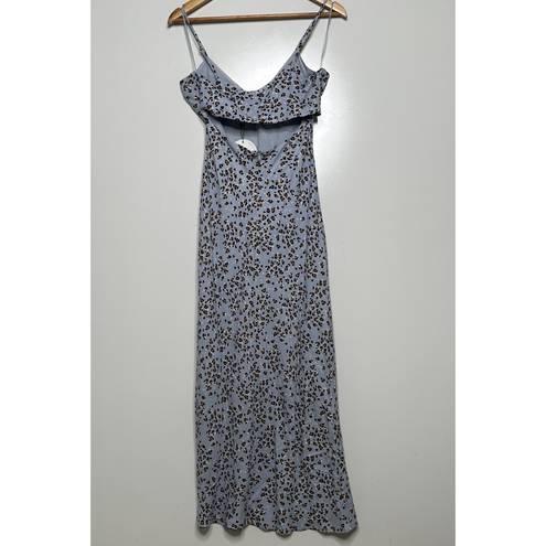 Lost + Wander NWT Blue Leopard Print Wild Thing Bias Midi Dress Size Small