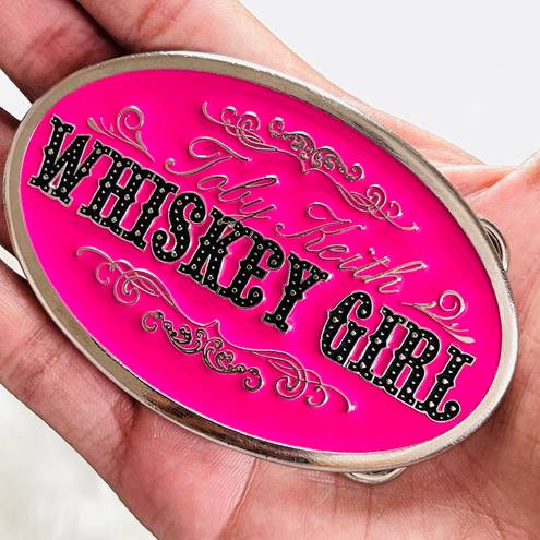 RARE Toby Keith Country Women Pink Whiskey Girl Belt Buckle Cowgirl Rodeo Silver