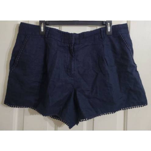 The Loft  Size 14 Navy 100% Linen Shorts