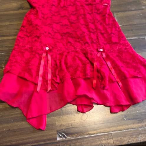 In Bloom  Sexy Lingerie Dress Gown Red Lace Skirt Ruffle Medium Floral