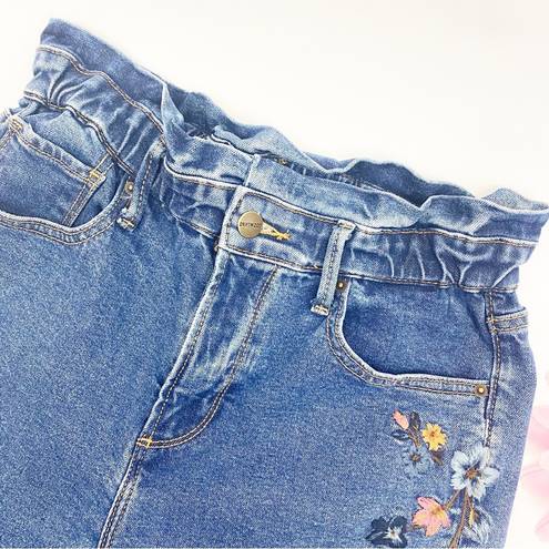 Driftwood  Elon Tapered Skinny Paper Bag Waist Floral Embroidered Jeans Daylight