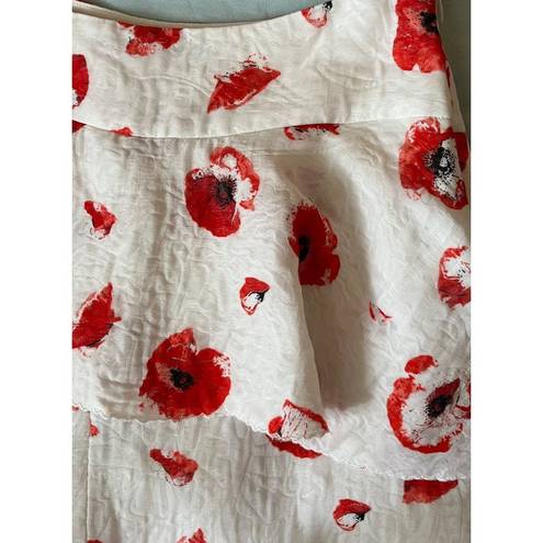 Proenza Schouler $1950  2 High Slit Midi Skirt Peplum Poppy Cream White Red Black