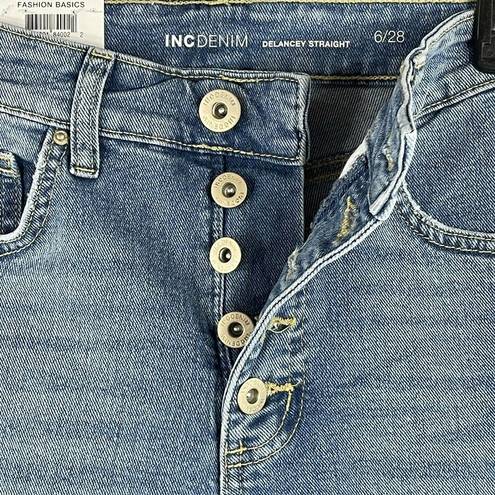 INC  SZ 4/27 Ankle Jeans Delancey Straight Leg High-Rise Distressed Button-Fly