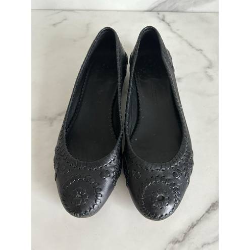 Jack Rogers  Black Leather Signature Ballet Flats Sz 8