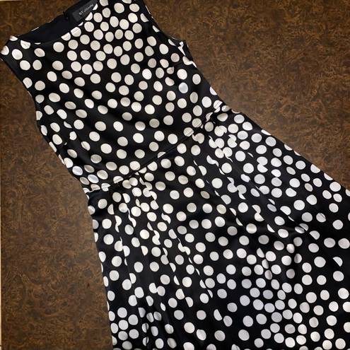 St. John  Silk Blend Fit & FlareSleeveless Midi Polka Dot Dress - size 2