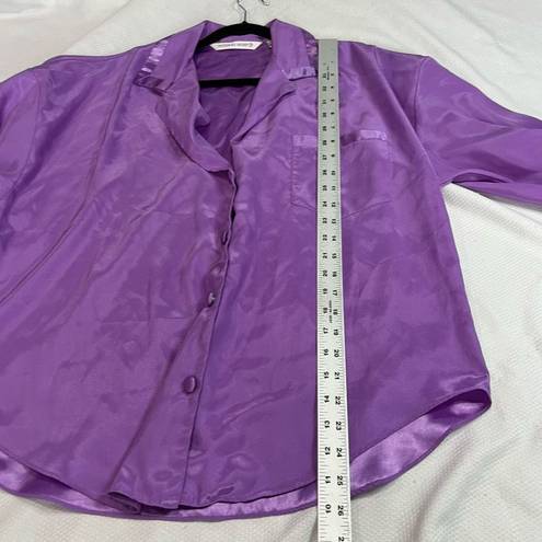 Victoria's Secret Victoria’s Secret Purple Matte Satin Long Sleeve Shorts Pajama Set