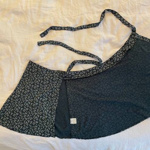 Brandy Melville Navy Blue Floral Tie Skirt