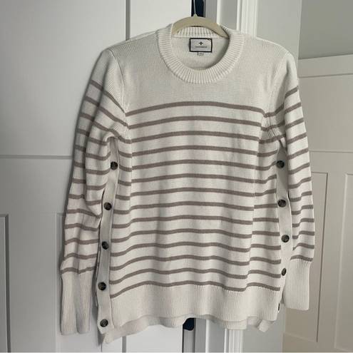 Tuckernuck  Striped Sweater Button Sides Cream