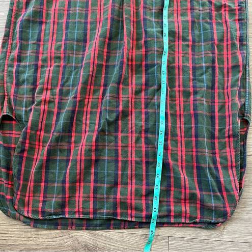 L.L.Bean Vintage  Womens Sleep Shirt Collared Plaid Red Green Size XL