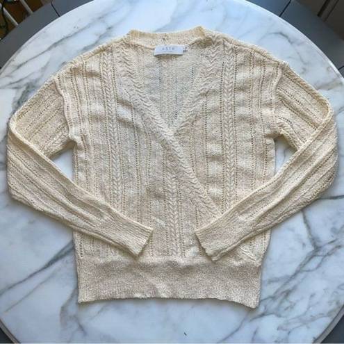 ASTR  THE LABEL | S Wrap Front Pointelle Cream Sweater