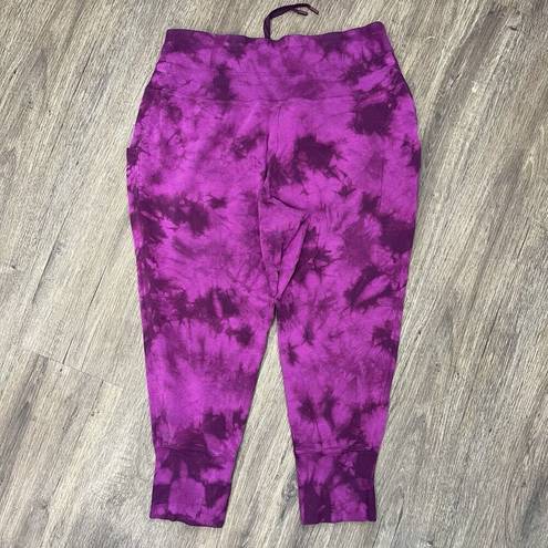 All In Motion  Size XXL High Rise Waist Ribbed Jogger Pants Womens Purple Tie-Dye